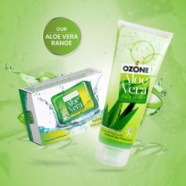 Ozone Ayurvedic Aloe Vera Bathing Bar | Soap For Men & Women | Ideal For Glowing, Nourishing & Moisturizing Skin | Enriched with Aloe Vera Extract and Natural Oils | Paraben Free | 125g (Pack of 6)